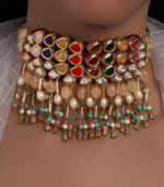 Navratna Multi Color Necklace With Jade Drops