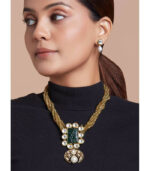 Green Agate Beaded Necklace Set With Hydro Polkis