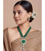 Green Necklace Set With Hydro Polki