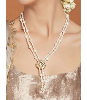 Statement White And Gold Pearl Necklace