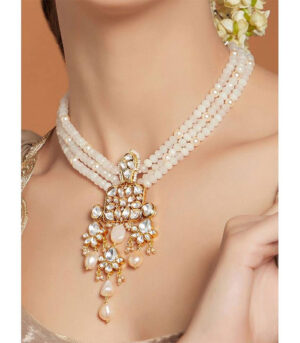Multi Layered White And Gold Necklace