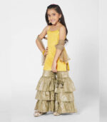 Gorgeous Yellow And Khaki Sharara Set For Girls With Dupatta