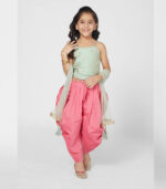 Chic Grey And Pink Girl S Dhoti Set With Dupatta