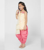 Duxe Cream And Pink Dhoti Set With Dupatta