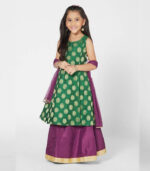 Beautiful Green And Purple Lehenga Choli For Girls With Dupatta