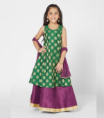 Beautiful Green And Purple Lehenga Choli For Girls With Dupatta