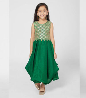 Chic Green Sleeveless Party Dress For Girls
