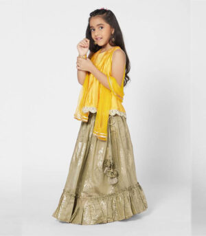 Amazing Yellow And Khaki Sharara Set With Dupatta For Girls