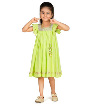 Lime Green Sequined Party Frocks