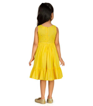Preppy Yellow Party Frock For Girls