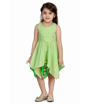 Girls Lime And Green Casual Frock