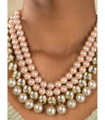 Riveting Pink And White Kundan Necklace And Earrings Set