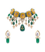 Ocre Kundan Yellow Gold Brass Necklace & Pair Of Earring