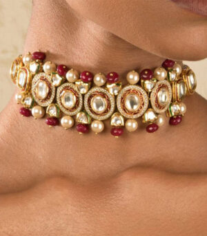 Pearly Paradise Red Kundan And Pearls Necklace