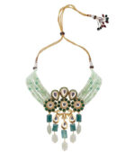 Green Yellow Gold Brass Kundan Necklace