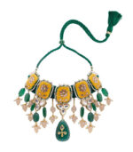 Ocre Yellow Gold Brass Kundan Necklace