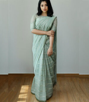 Light Sky Blue Beautiful Fancy Exclusive Ethnic Tunic Saree