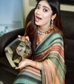 New Bollywood Multicolor Color Sparkle Silk Partywear Saree