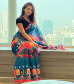 Bollywood Concept Sequence Work On Soarkle Blue Silk Saree