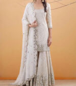 Charming White Yankita Kapoor Designer Pakistani Sharara Suit