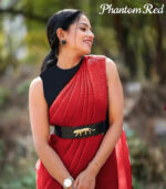 Phantom Red Beautiful Crash Saree With Sabyasachi Belt