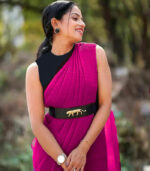 Pink Beautiful Crash Saree With Sabyasachi Belt