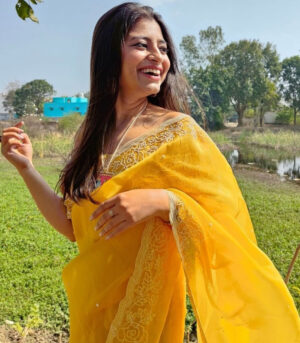 Beautiful Yellow Soft Organza Saree