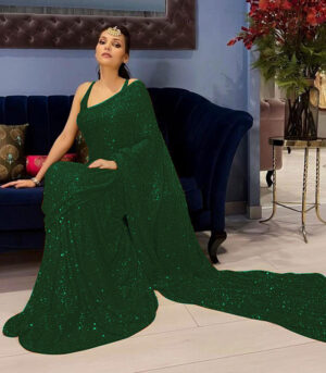 Green Georgette Sequence Work Bollywood Saree