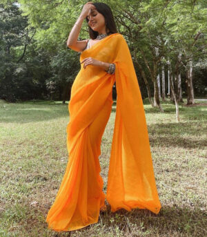 Yellow Georgette Sequence Work Bollywood Saree