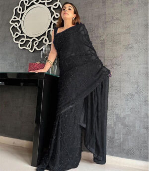 Black Embroidered Sequin Saree
