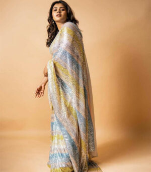 Gorgeous Hebah Patel Rangoli Multicolor Sequins Saree