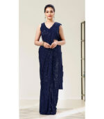 Blue Georgette Sequence Work Bollywood Saree