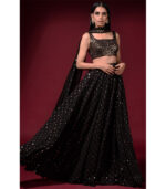 Vvani By Vani Vats Black Georgette Embroidered Gharara Lehenga