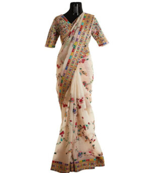 Beautiful Multicolor Embroidered Georgette Sarees