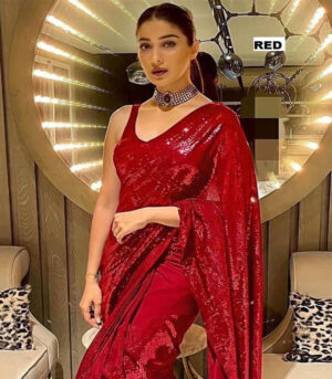 Red Georgette Sequence Bollywood Saree Collection