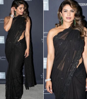 Priyanka Chopra Hosts Pre Oscar Event In A Sheer Black Saree