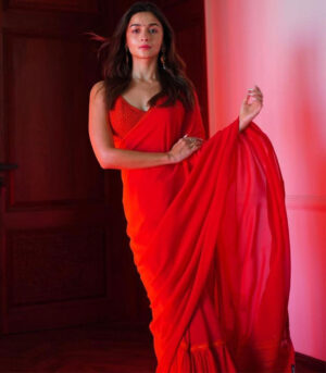 Alia Bhatt Wedding Gorgeous Red Lehenga Saree At RRR Trailer Launch