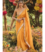 Suchitra Butter Mustard Bandhani Silk Thread Work Saree