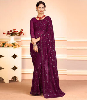 Royalty Of Splendor Adoring Designer Sequence Purple Saree
