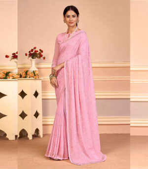 Royalty Of Splendor Adoring Designer Sequence Pink Saree