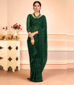 Royalty Of Splendor Adoring Designer Sequence Dark Green Saree