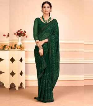 Royalty Of Splendor Adoring Designer Sequence Dark Green Saree