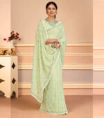 Royalty Of Splendor Adoring Designer Sequence Green Saree