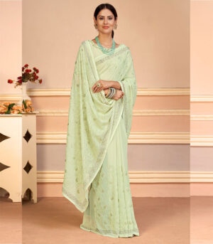 Royalty Of Splendor Adoring Designer Sequence Green Saree