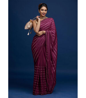 Wine Rangoli Silk Multi Thread Saree