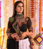 Black & White Thread Embroidered Navratri Lehenga Chaniya Choli