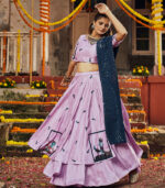 Dusty Pink Digital Printed Navratri Lehenga Chaniya Choli