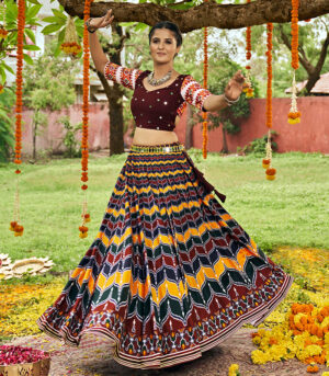 Multi-color Digital Printed work Navratri Lehenga Chaniya Choli