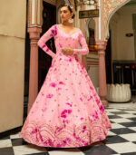 Pink Shibori Print With Sequence Embroidered Anarkali Long Gown