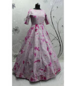 Purple Shibori Print With Sequince Embroidered Anarkali Long Gown